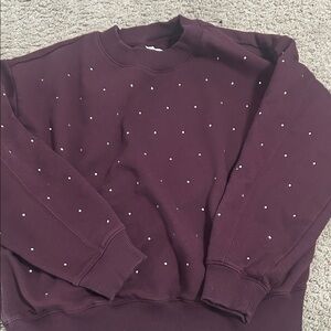 a new day Women's Purple Crewneck Sweater with White Dots